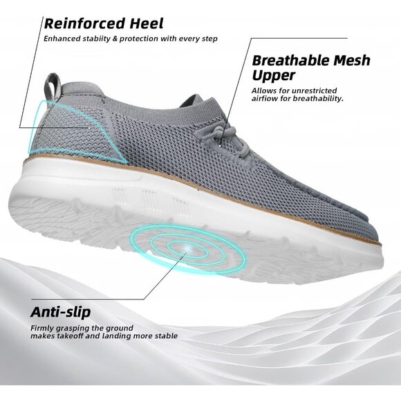 Men\'s Grey Loafers Shoes Casual Mesh Walking Boat Shoes Dress Sneakers main image 7